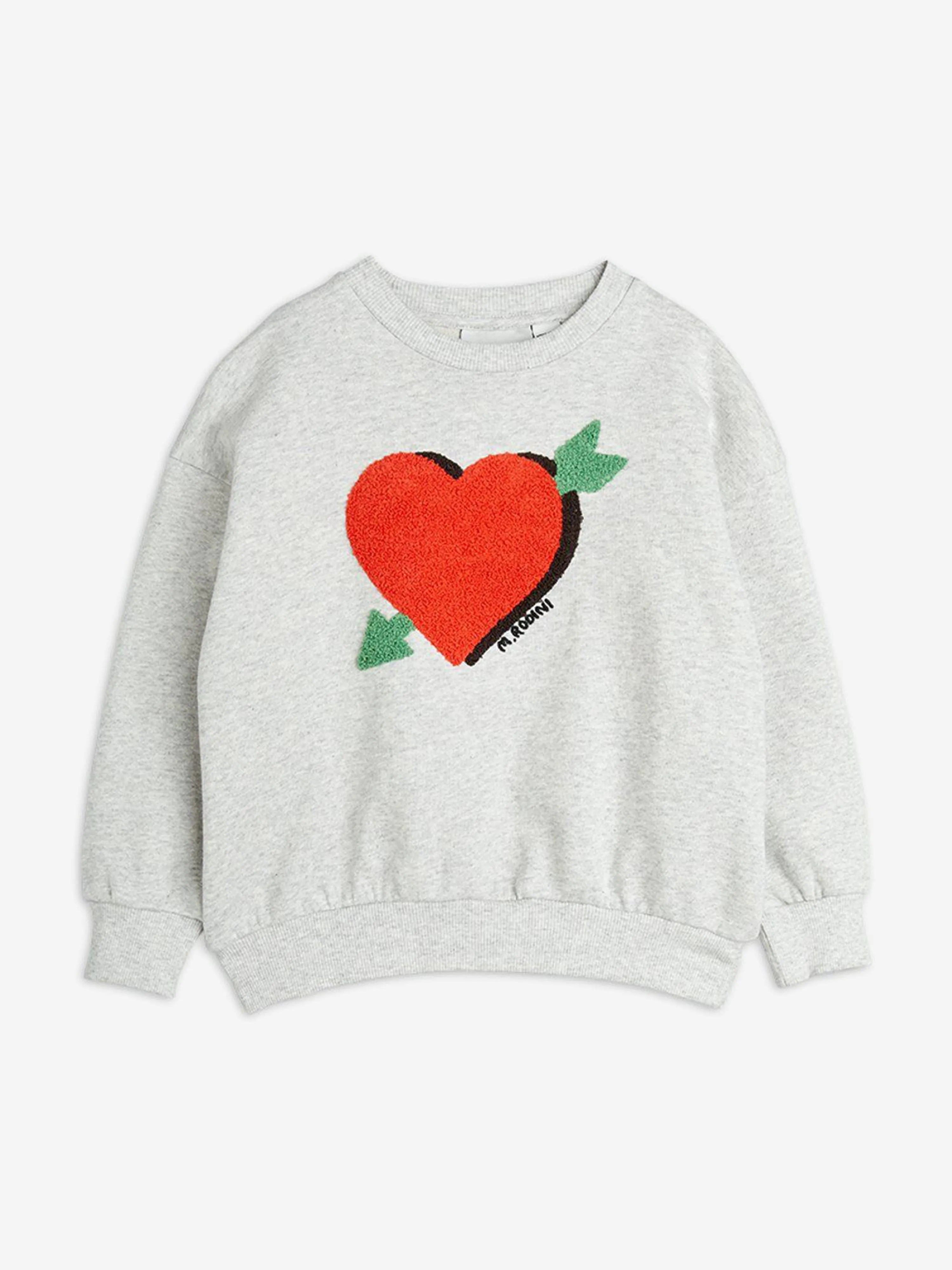 Girls Arrowed Heart Chenille Sweatshirt in Grey