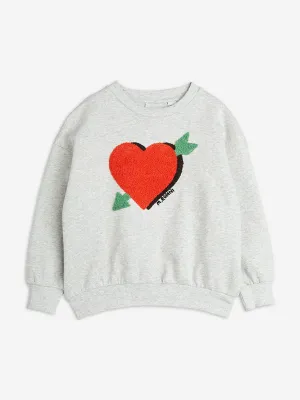 Girls Arrowed Heart Chenille Sweatshirt in Grey