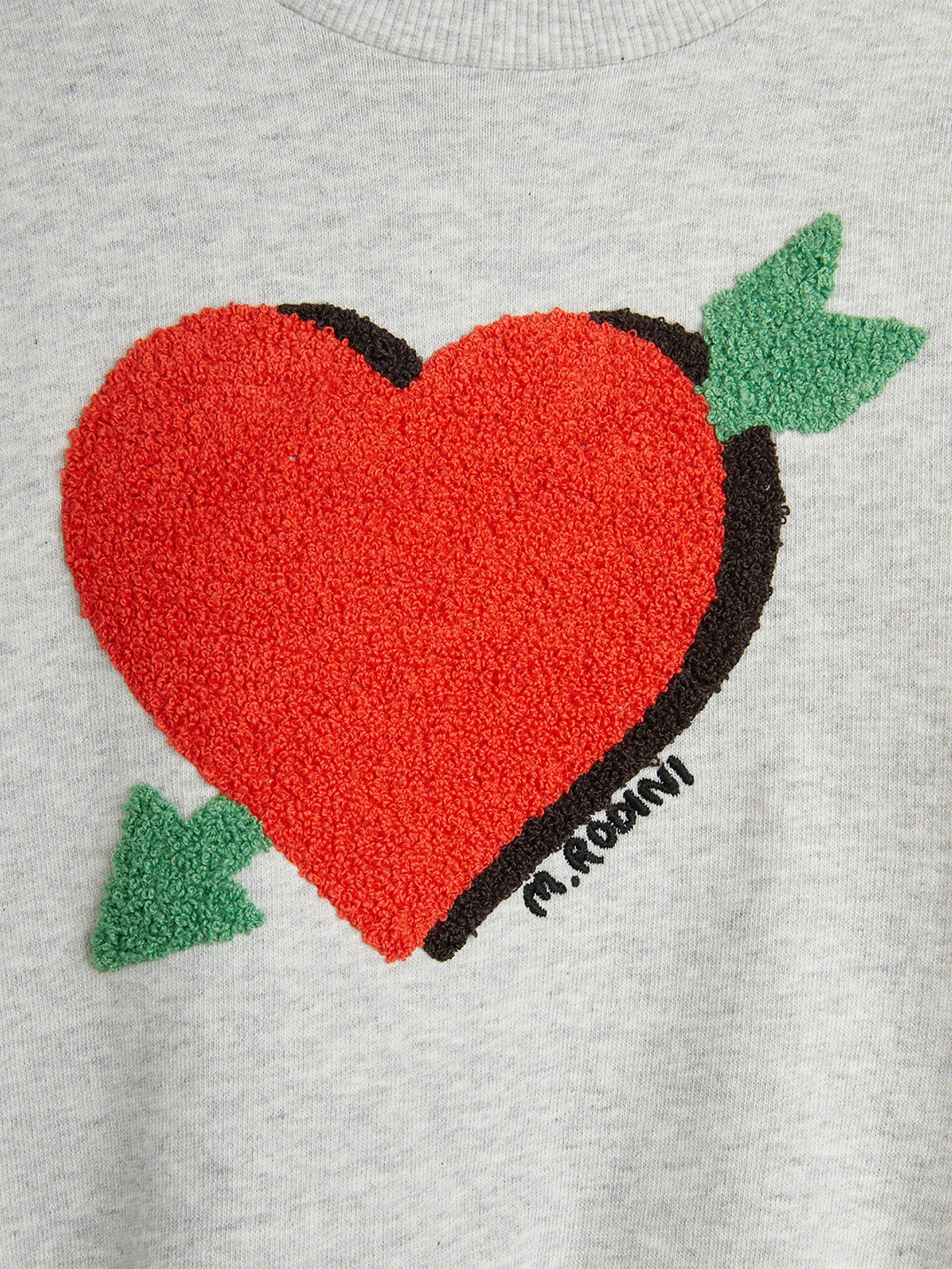 Girls Arrowed Heart Chenille Sweatshirt in Grey