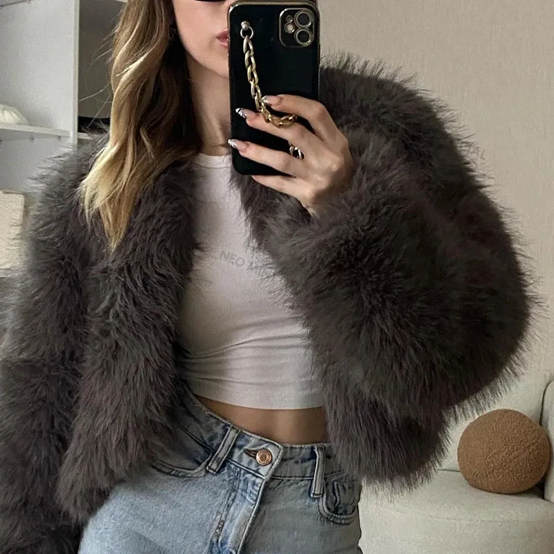 Girls Eco Fur Faux Heavy-duty  Gray Jacket Fox Coat Street Hot Fur Women Thick Winter Fashion Female Warm Fluffy Huge price cut Short Brand