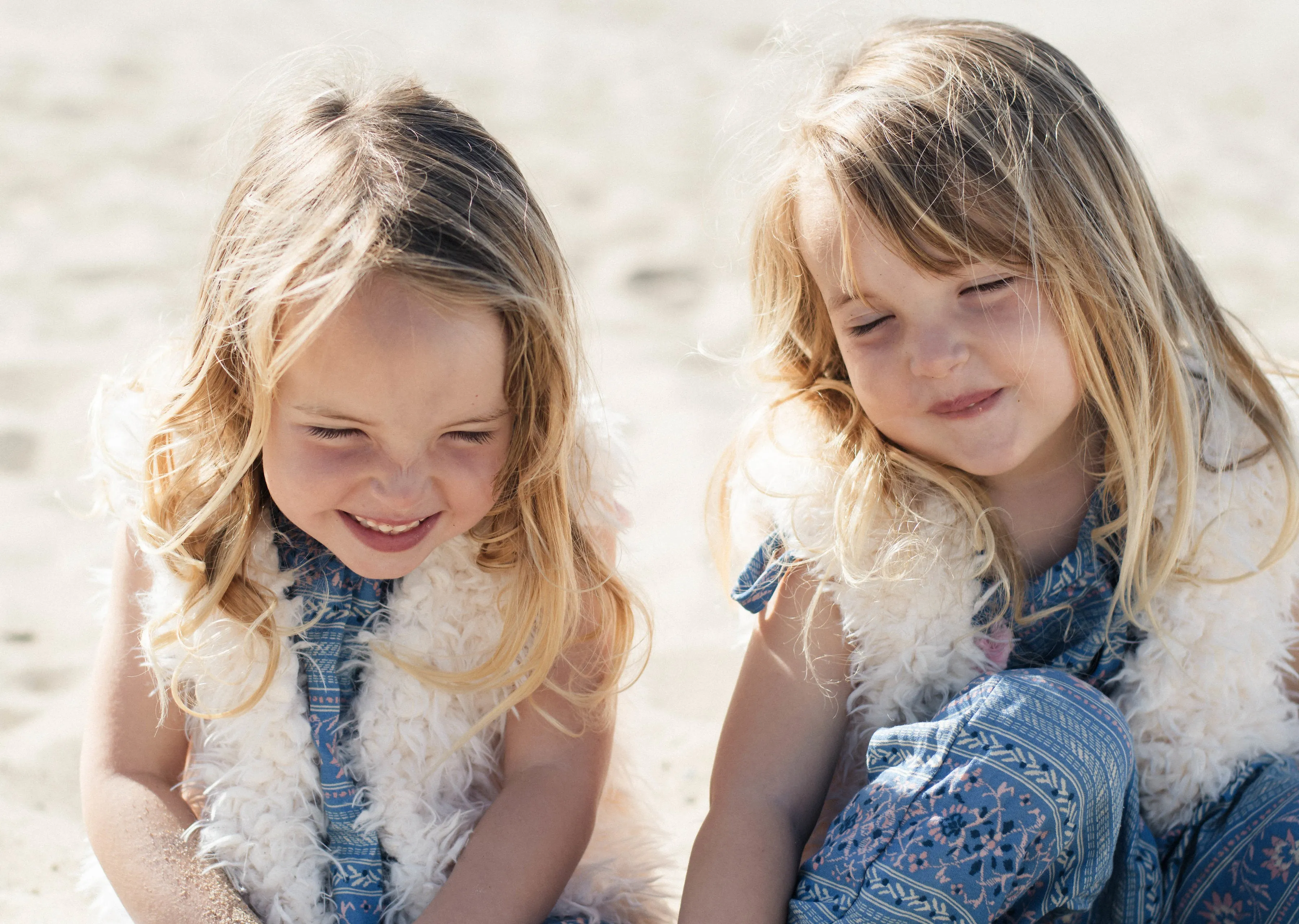 Girls White Faux Fur Vest | Flower Stripes Rose
