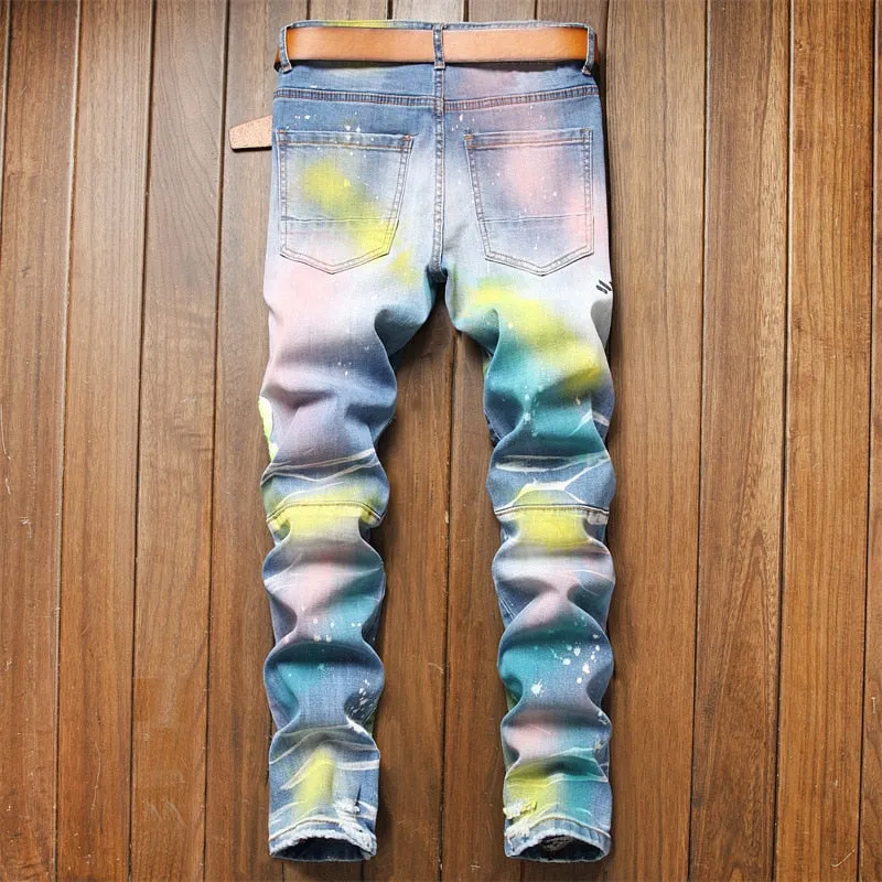 Graffiti Printed Denim Jeans