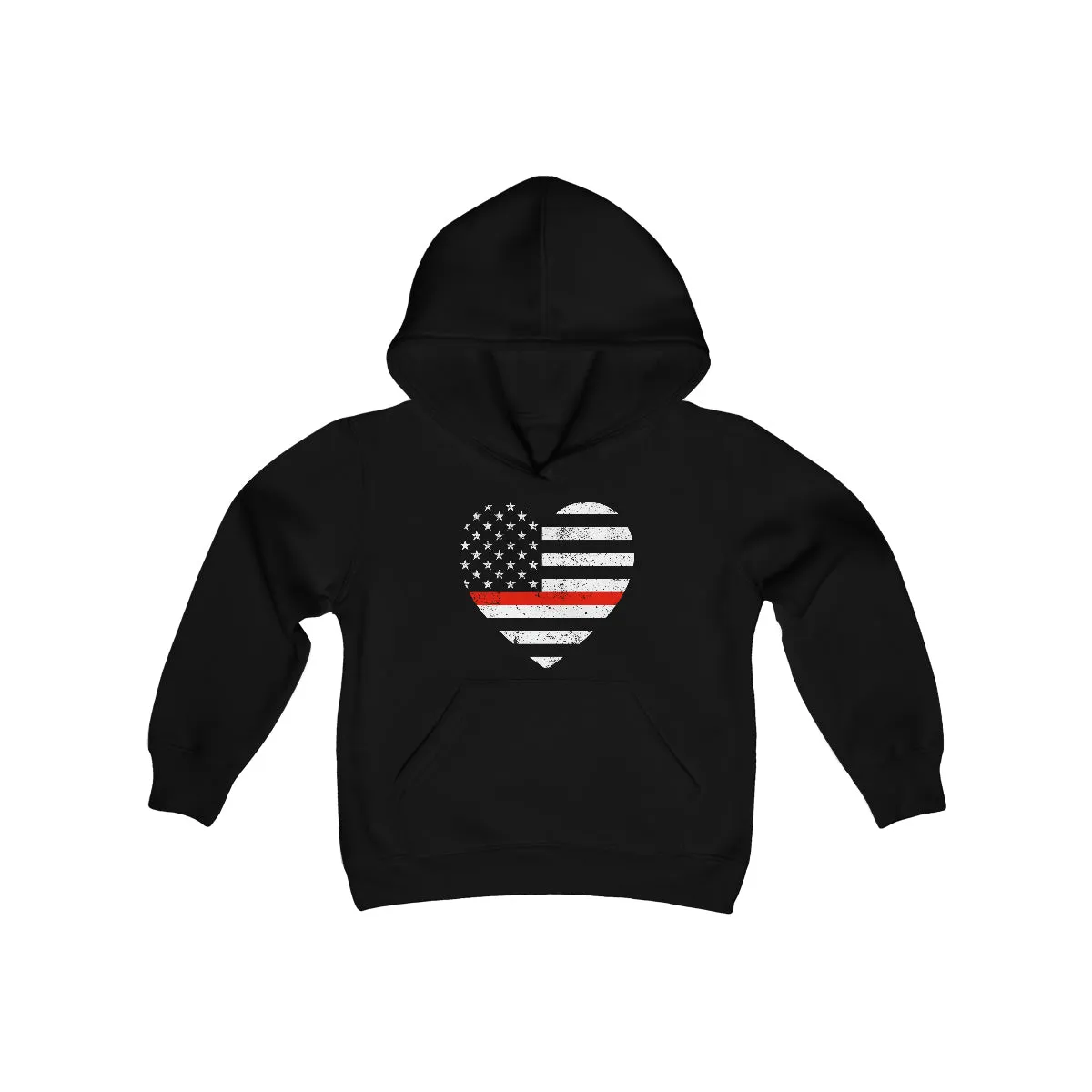Grunge Heart Flag © Youth Hoodie (Thin Red Line)