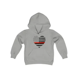 Grunge Heart Flag © Youth Hoodie (Thin Red Line)