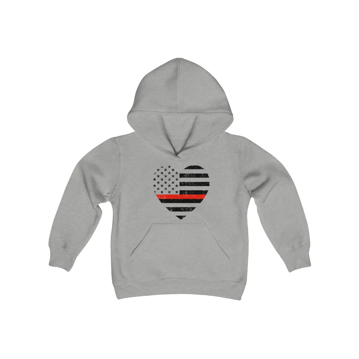 Grunge Heart Flag © Youth Hoodie (Thin Red Line)
