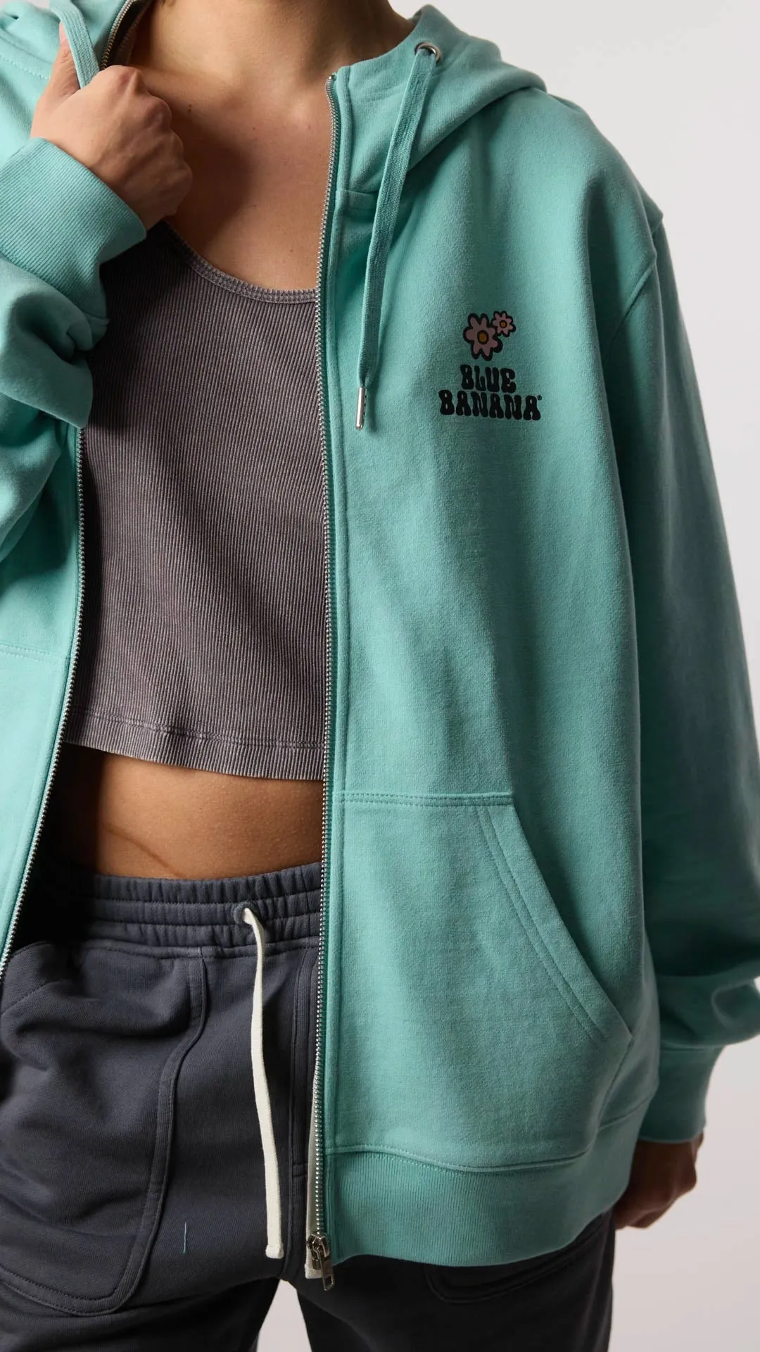 HOODIE FULL ZIP HARDY ACQUA