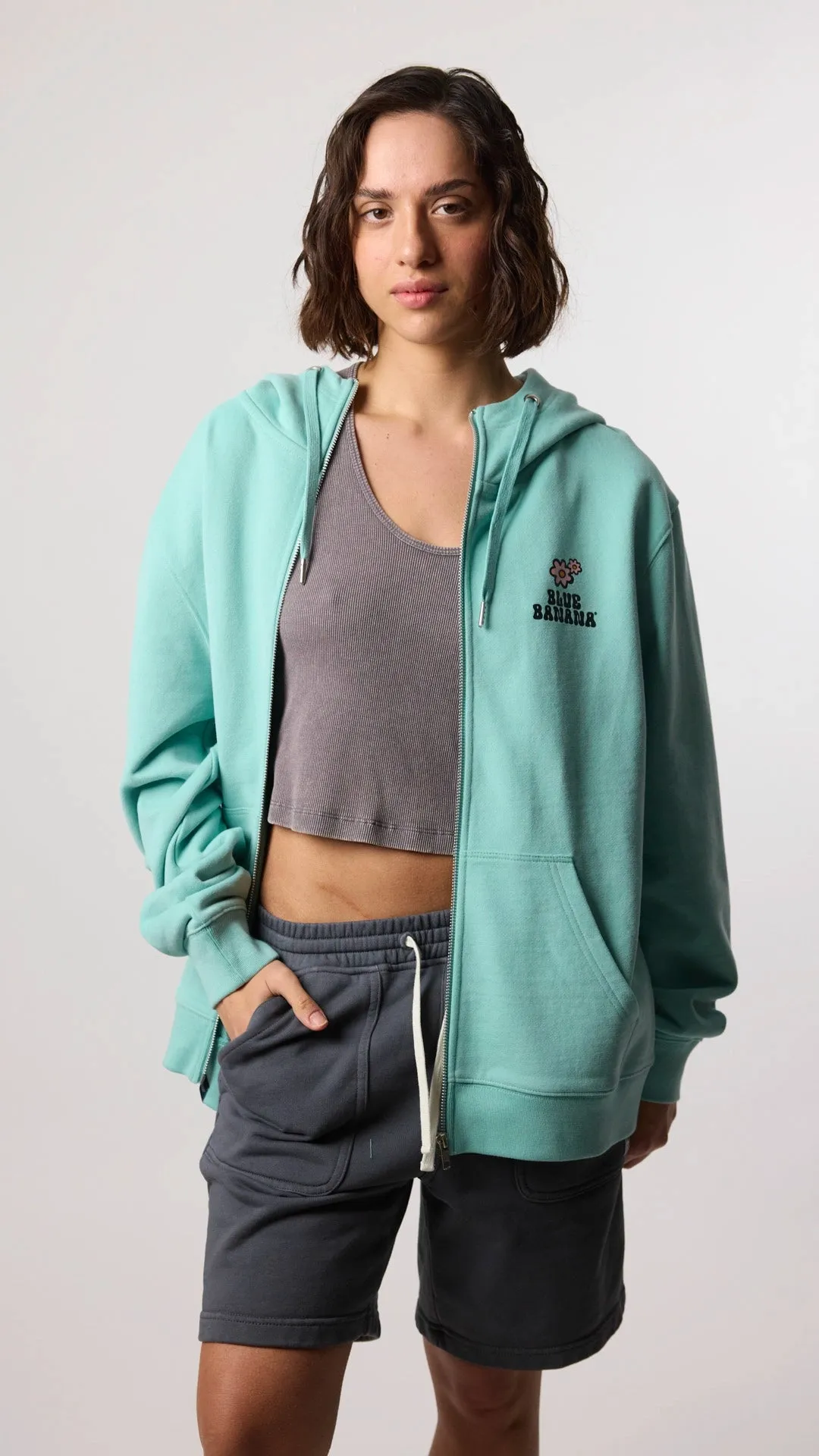 HOODIE FULL ZIP HARDY ACQUA