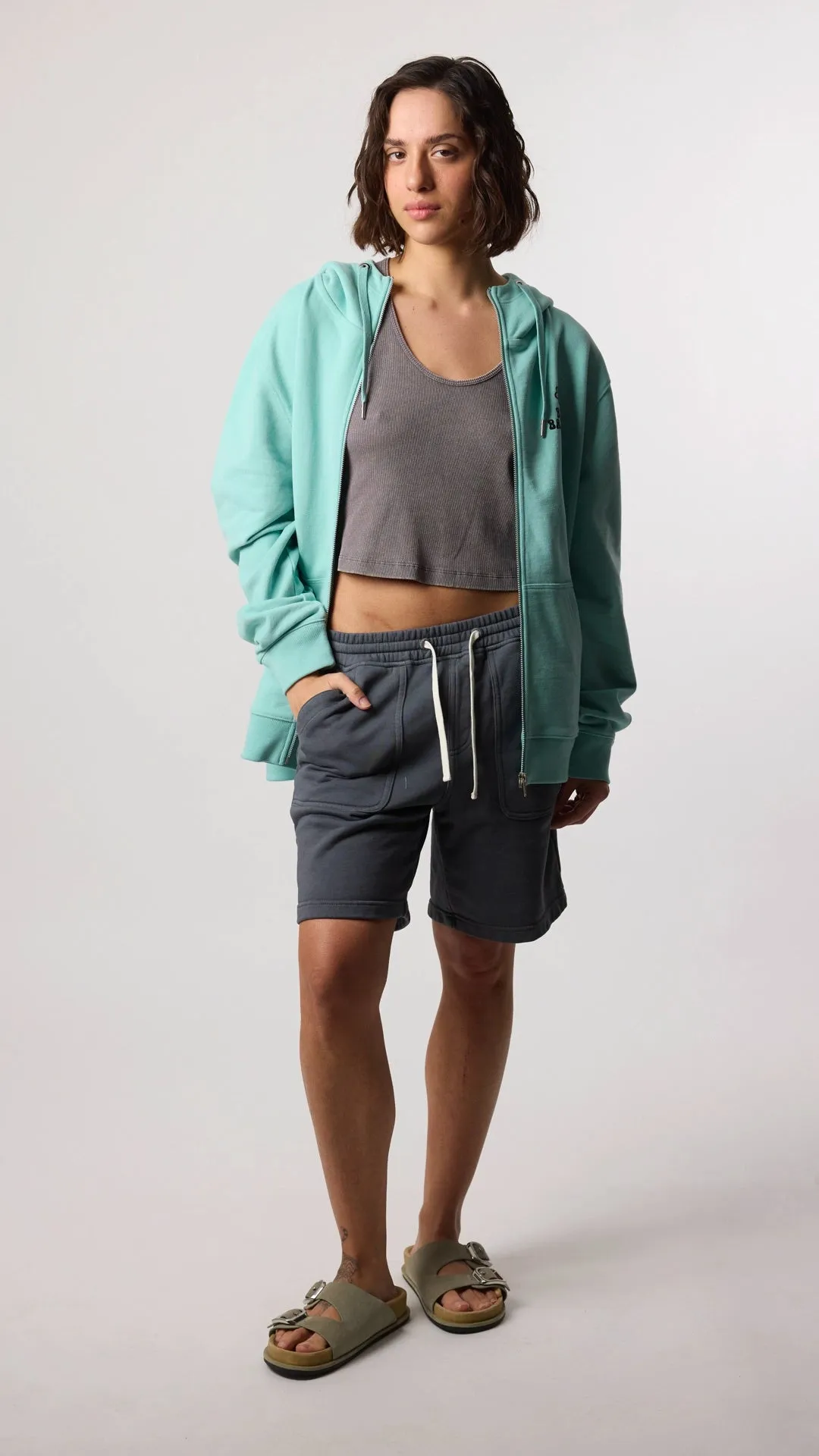 HOODIE FULL ZIP HARDY ACQUA