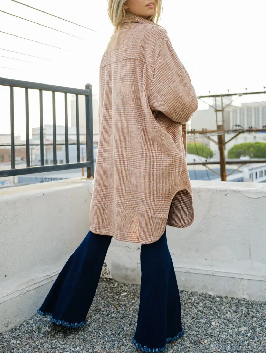 HOUNDSTOOTH BRUSHED SHIRT-JACKET