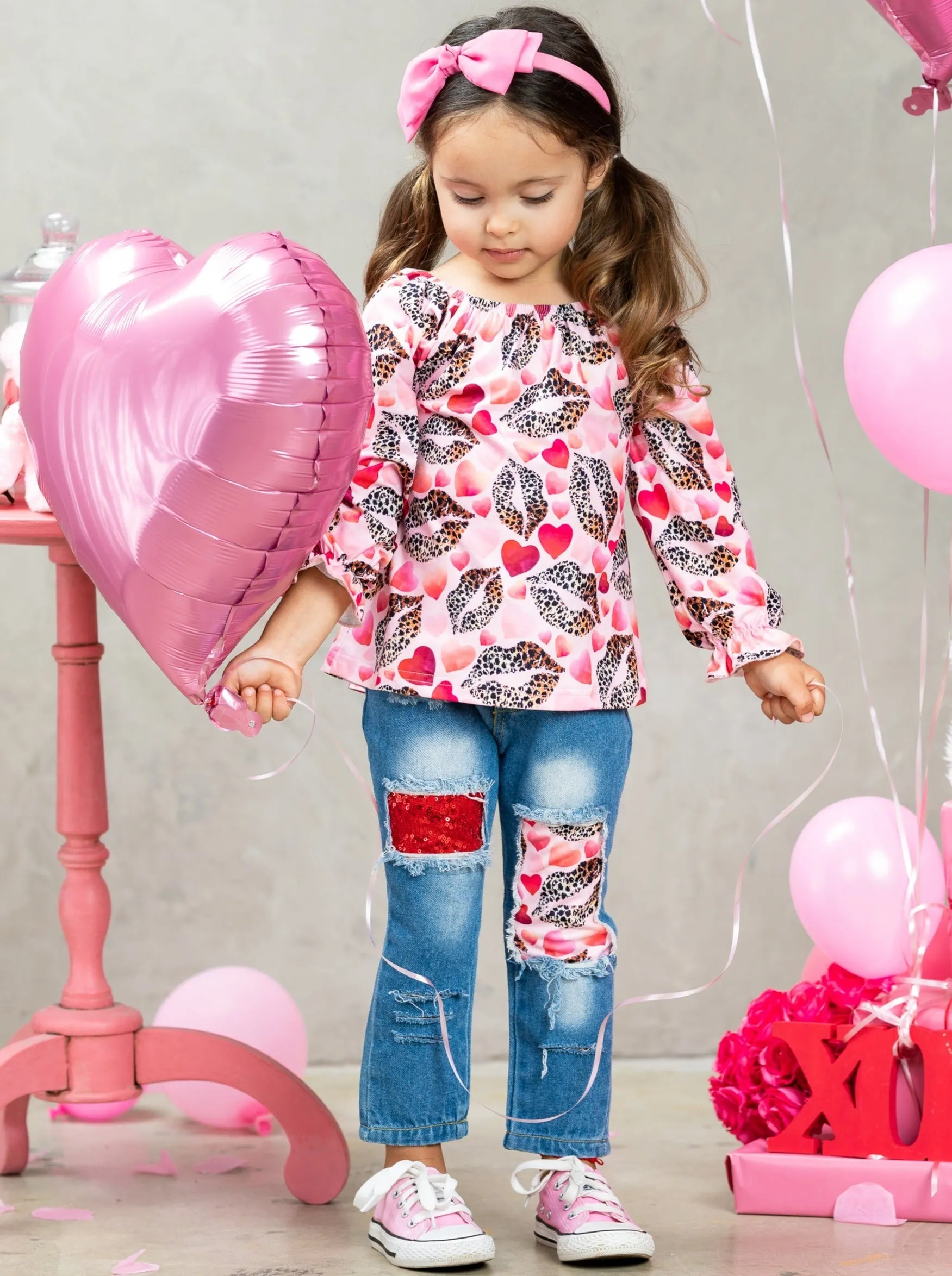 I Heart You Patched Denim Set