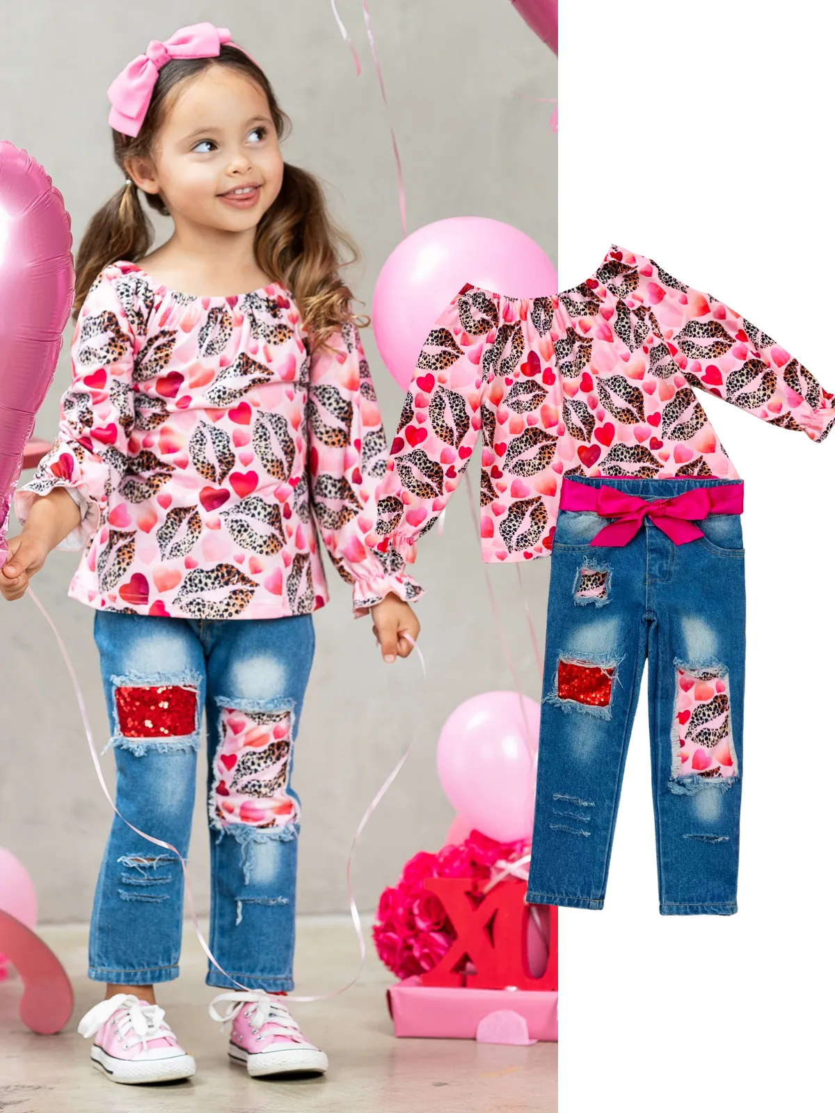 I Heart You Patched Denim Set