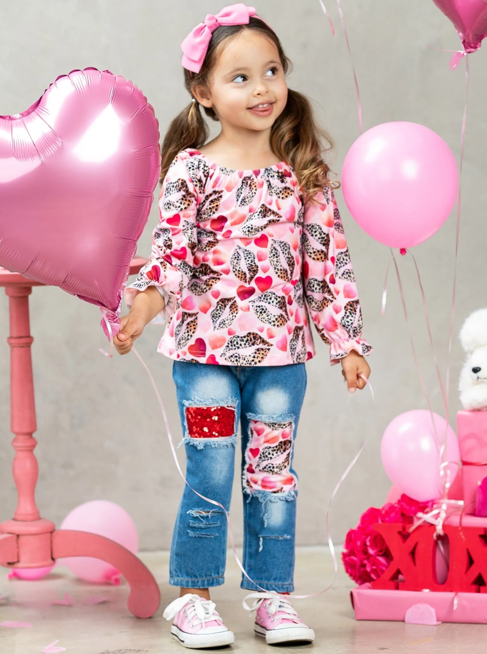 I Heart You Patched Denim Set