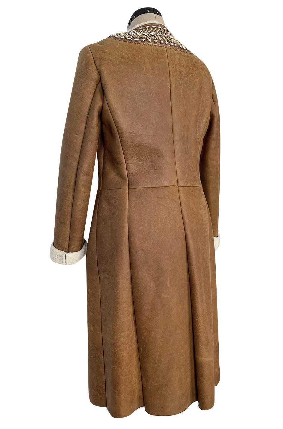 Iconic Fall 2004 Prada Look 14 Runway Shearling Coat w Mink Beading & Crystal Detailing