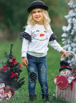 I'm Snow Happy Patched Jean Set