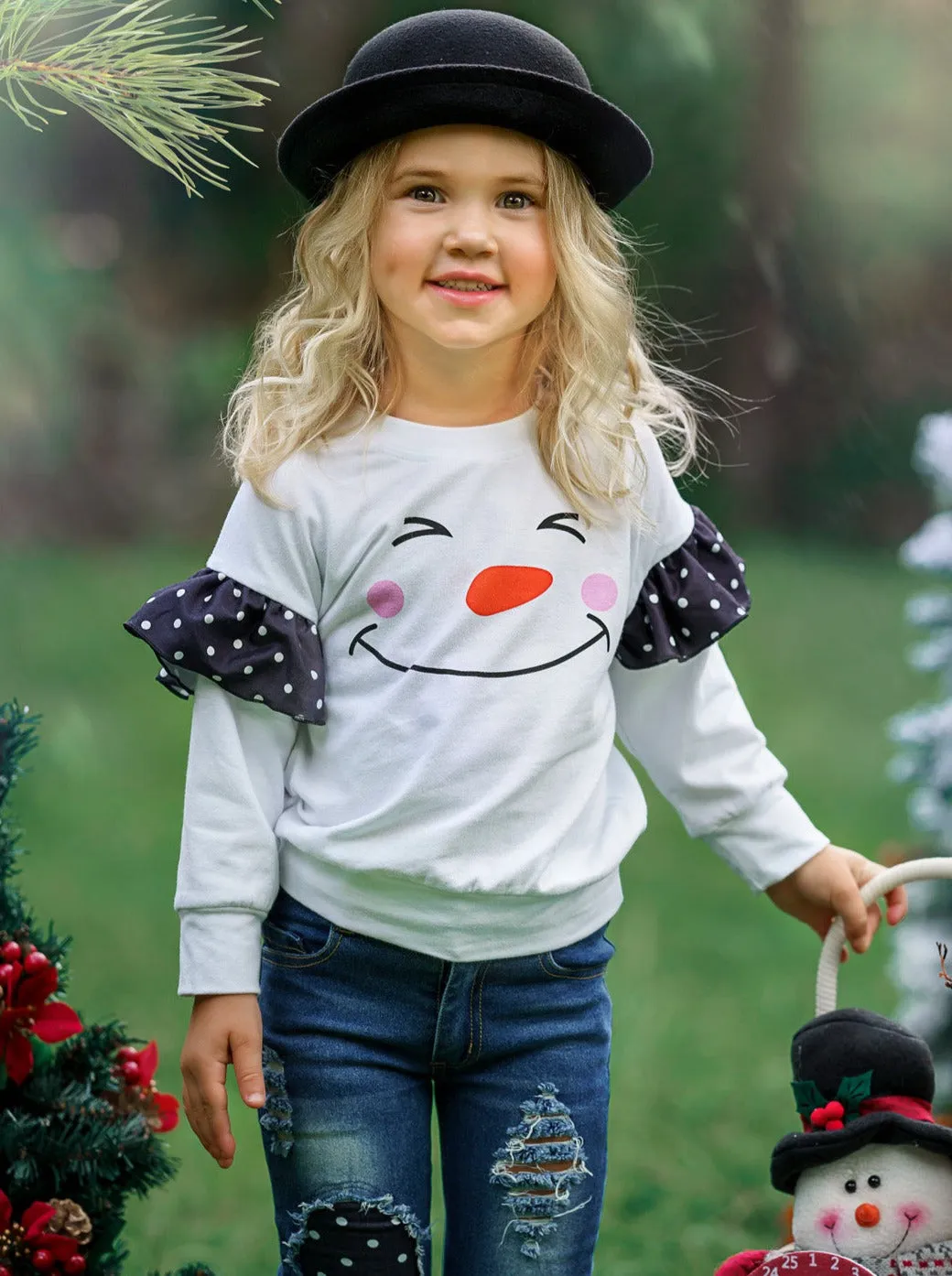 I'm Snow Happy Patched Jean Set