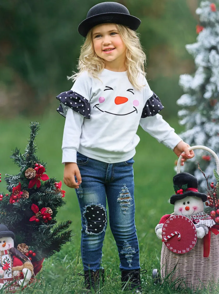 I'm Snow Happy Patched Jean Set