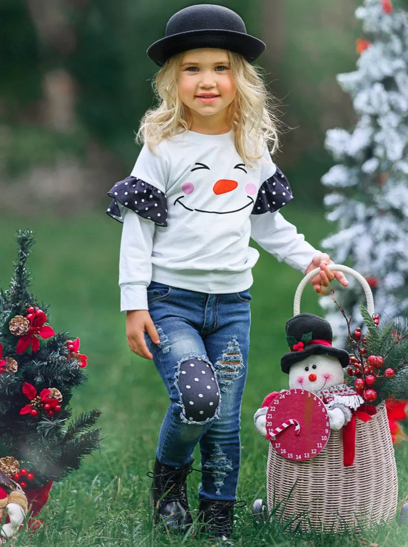 I'm Snow Happy Patched Jean Set