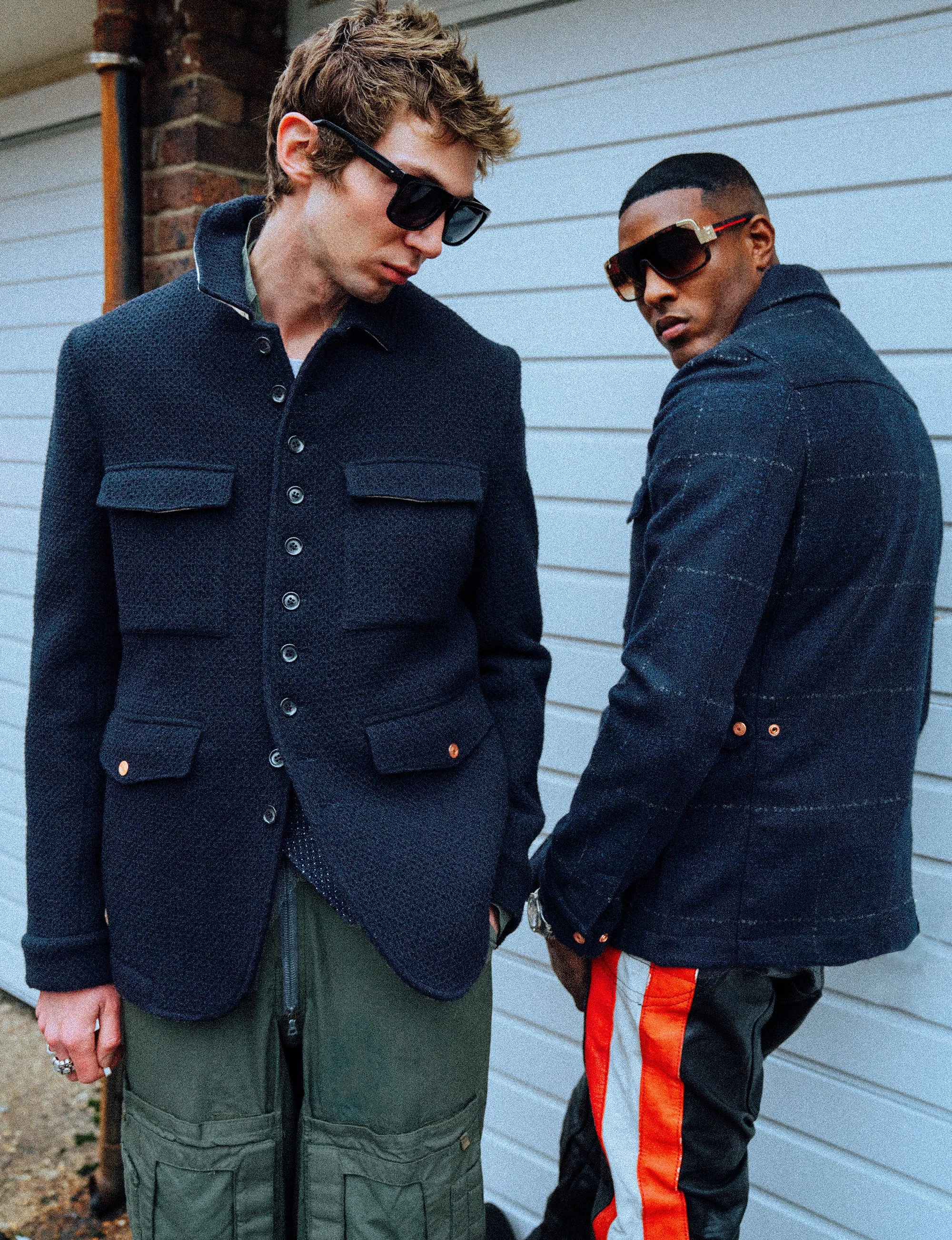 IMMORTAL Monaco Car Coat - Bouclé Windowpane Navy Check