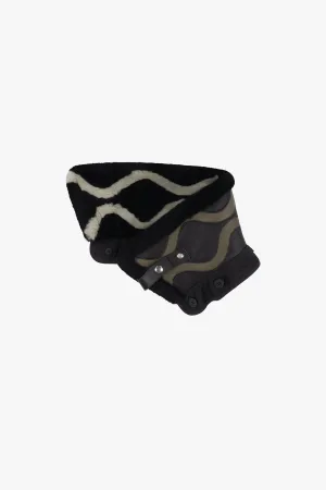 Intarsia Aviator Collar - Black / Dark Olive