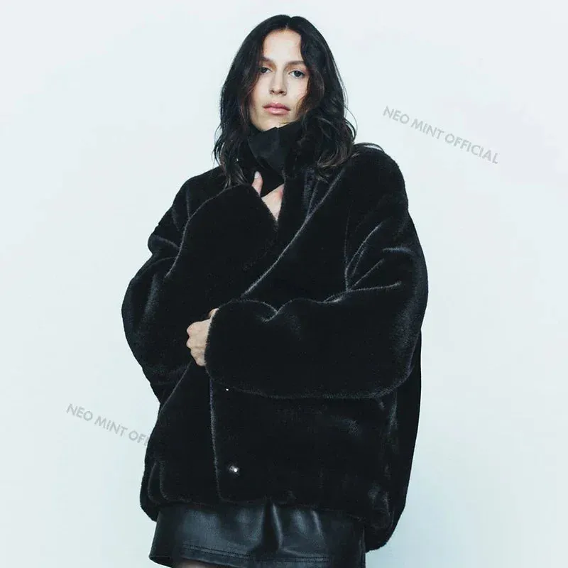 Jackets Fur Jacket Bomber Warm Thick Coat Winter Plush  Women Giant discount Faux Teen Rabbit Furry Oversized Padded Chunky Friendly service Girls