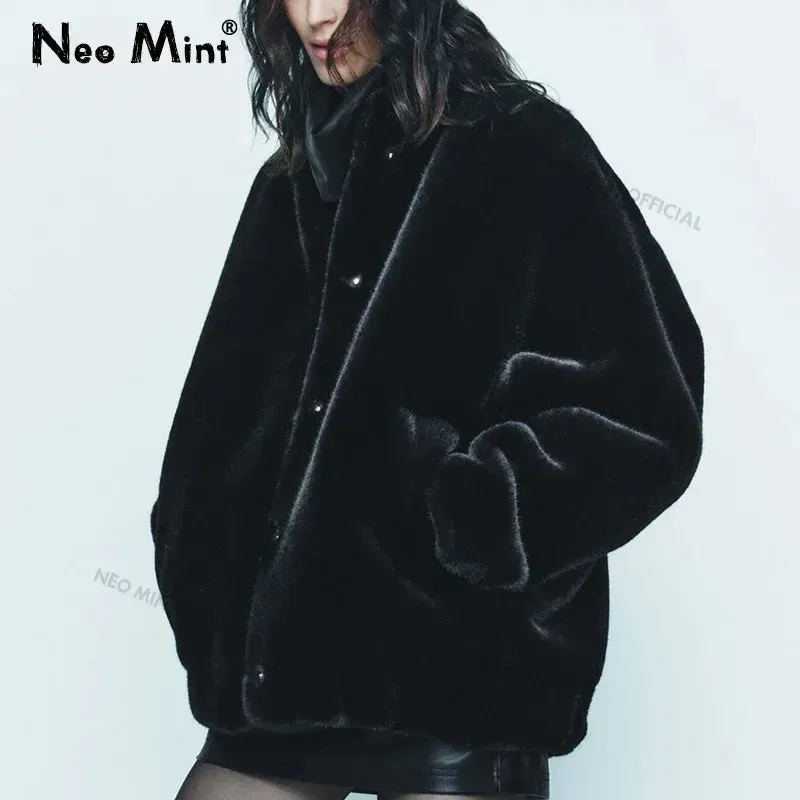 Jackets Fur Jacket Bomber Warm Thick Coat Winter Plush  Women Giant discount Faux Teen Rabbit Furry Oversized Padded Chunky Friendly service Girls