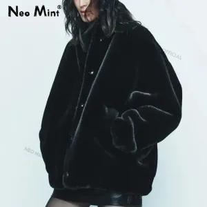 Jackets Fur Jacket Bomber Warm Thick Coat Winter Plush  Women Giant discount Faux Teen Rabbit Furry Oversized Padded Chunky Friendly service Girls