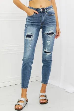 Judy Blue Dahlia Full Size Distressed Patch Jeans