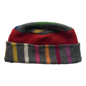Kids Hat Grey & Red with Multicolor Stripes 157