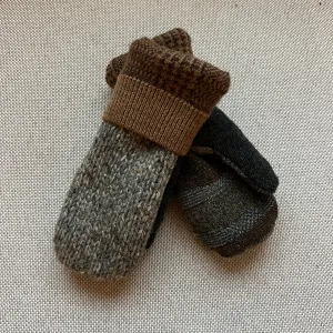 Kids Mittens S/M - Grey, Tan & Brown  248