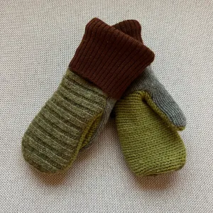 Kids Mittens S/M - Olive, Kiwi & Brown  247