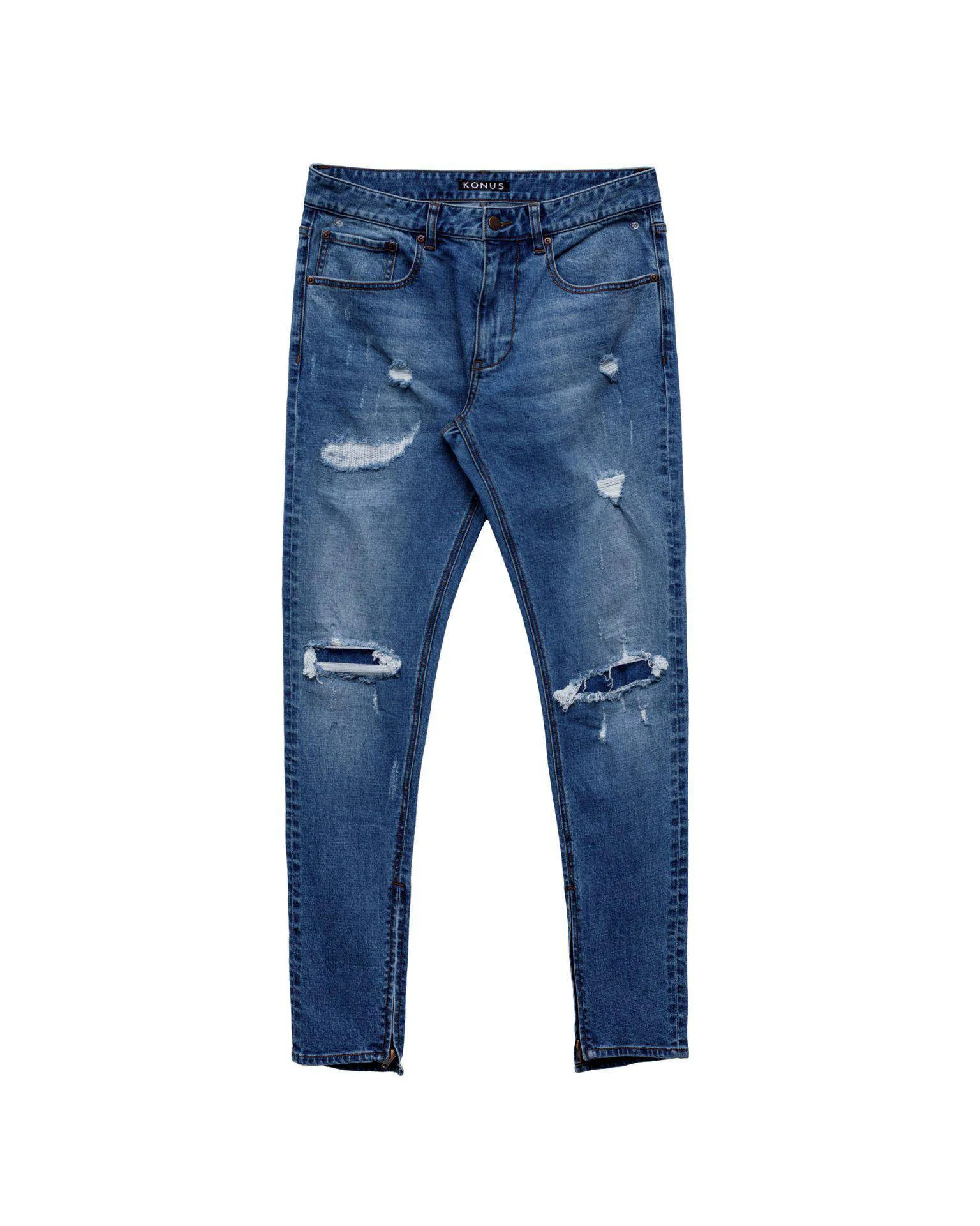 Konus Men's Rip and Repair Slim Fit Denim