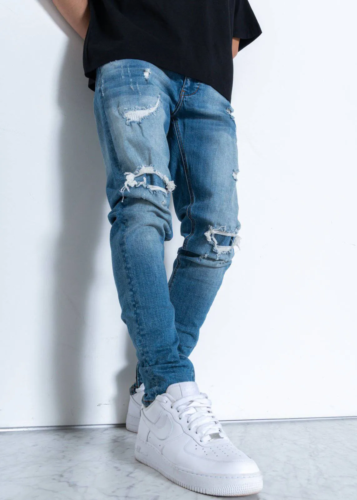 Konus Men's Rip and Repair Slim Fit Denim