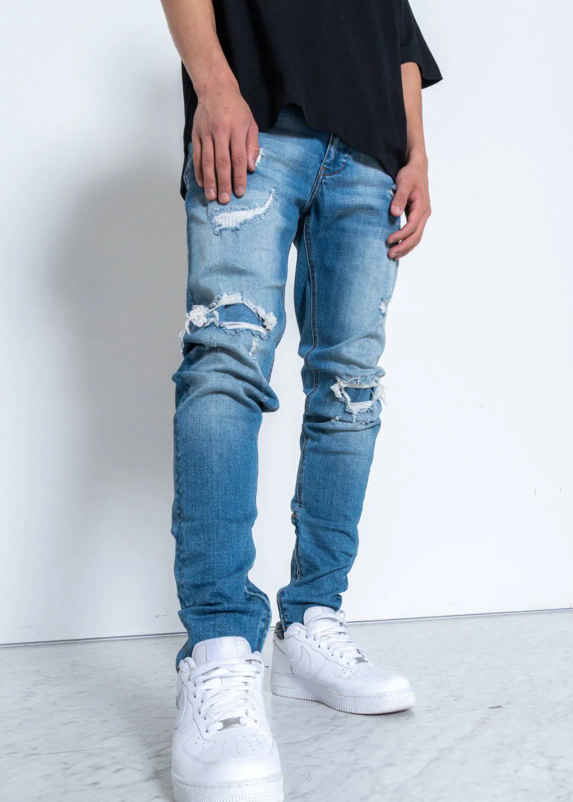 Konus Men's Rip and Repair Slim Fit Denim