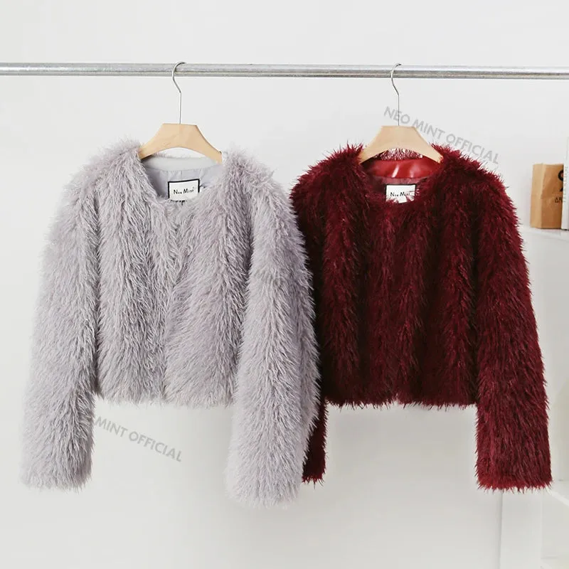 Lamb Faux Streetwear Hot Exclusive Blogger Fur Fashion Jacket Secure platform Cropped  Girls Safe transactions Fuzzy Fur Brand Women Ins Winter Chic
