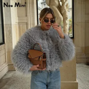 Lamb Faux Streetwear Hot Exclusive Blogger Fur Fashion Jacket Secure platform Cropped  Girls Safe transactions Fuzzy Fur Brand Women Ins Winter Chic