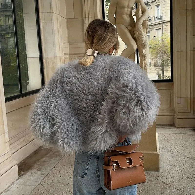 Lamb Faux Streetwear Hot Exclusive Blogger Fur Fashion Jacket Secure platform Cropped  Girls Safe transactions Fuzzy Fur Brand Women Ins Winter Chic