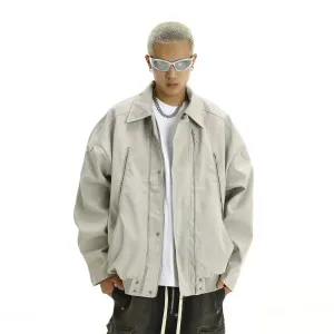 Lapel Oversized Zipper Jacket