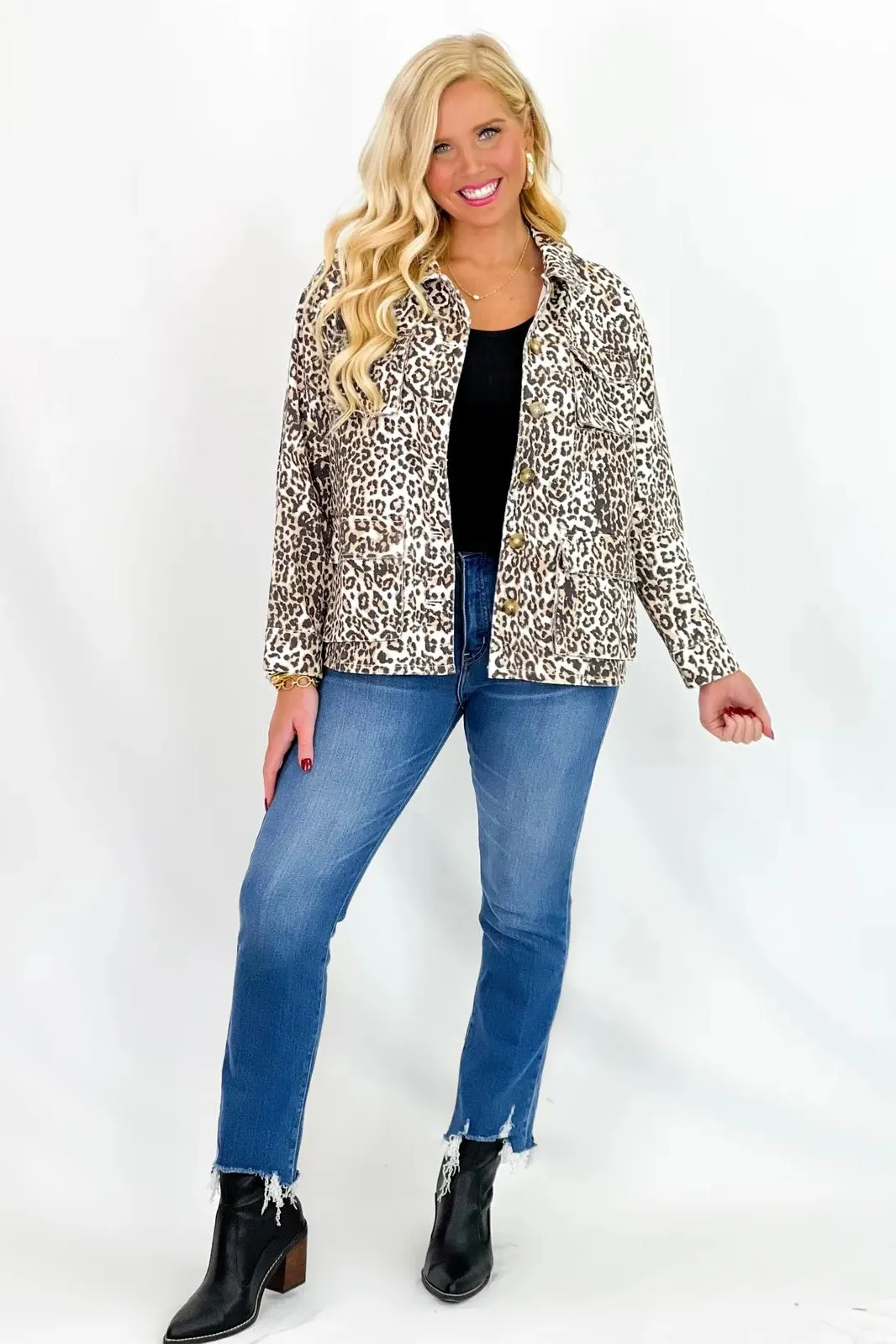 Leopard Double Front Pocket Jacket *Final Sale*