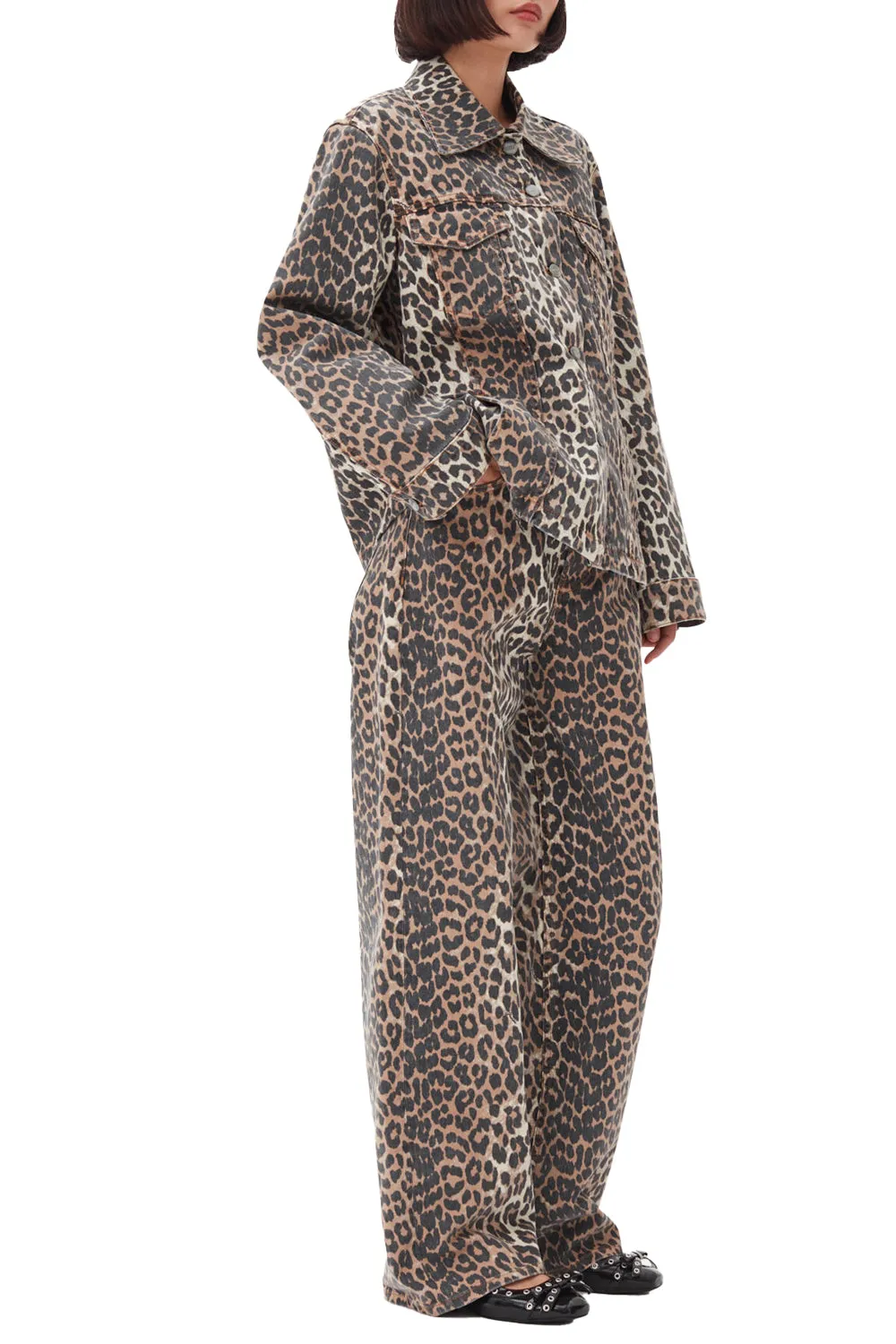 Leopard Printed Denim Jacket