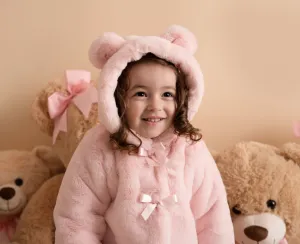 Little A Gabriella Faux Fur Hooded Jacket - Baby Pink