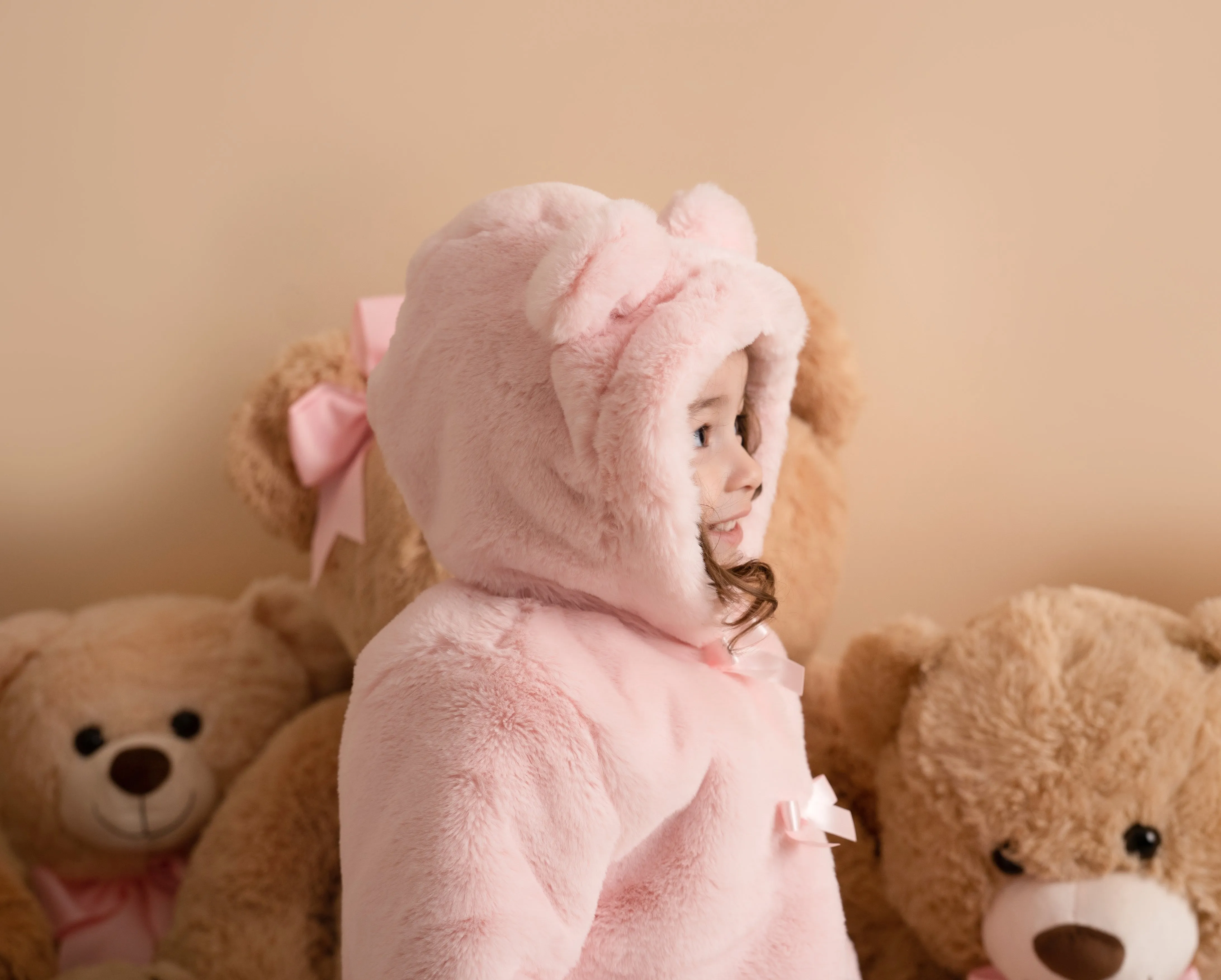 Little A Gabriella Faux Fur Hooded Jacket - Baby Pink