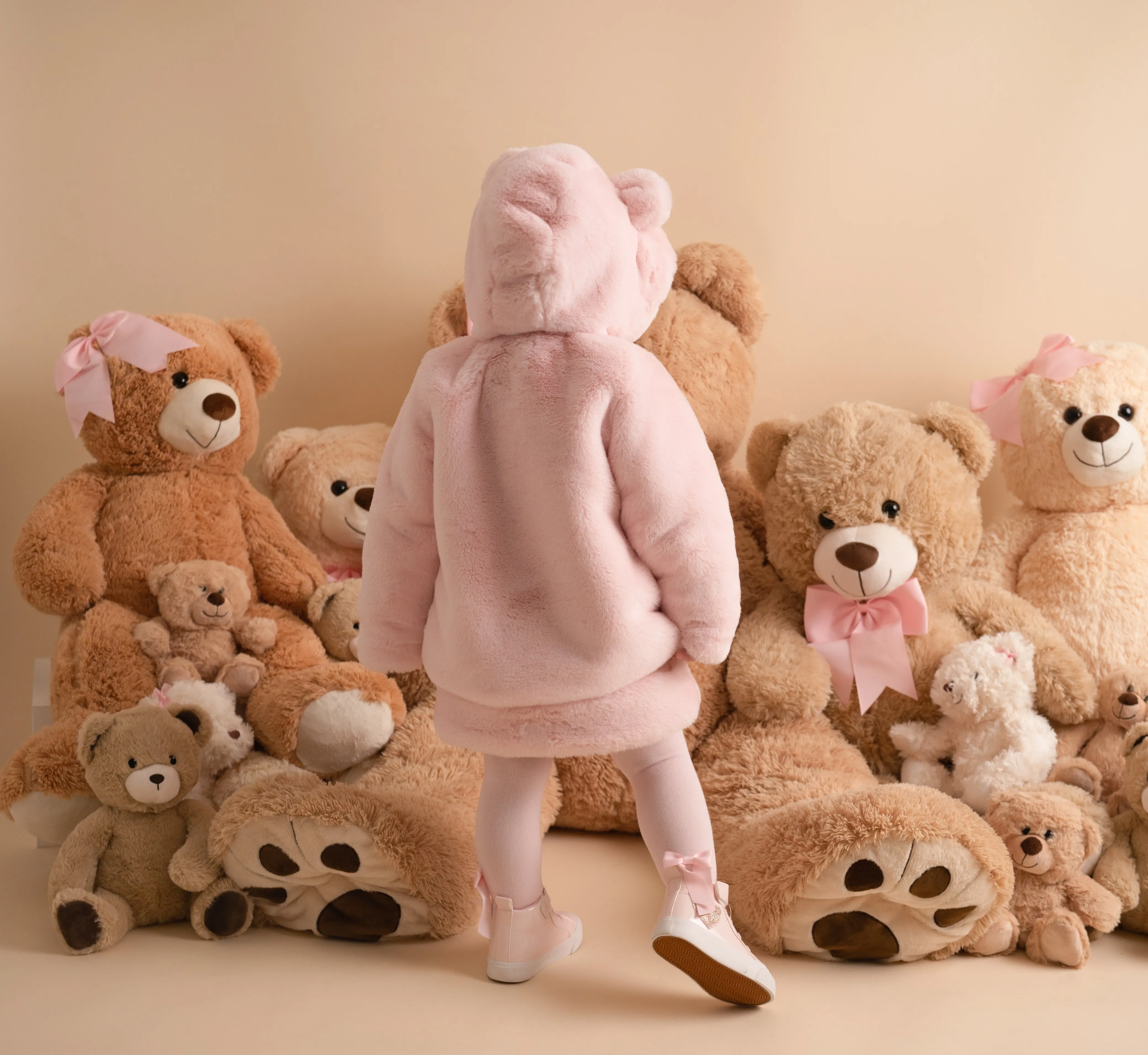 Little A Gabriella Faux Fur Hooded Jacket - Baby Pink