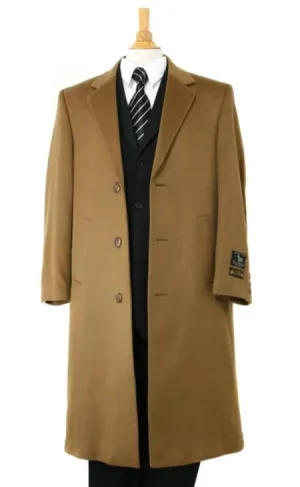Long Winter Dress Knee length Coat Men's Dress Coat Luxurious soft Men's Overcoat finest Cashmere Blend & Full Length Dark Camel ~ Khaki Long Men's Dress Topcoat -  Winter coat