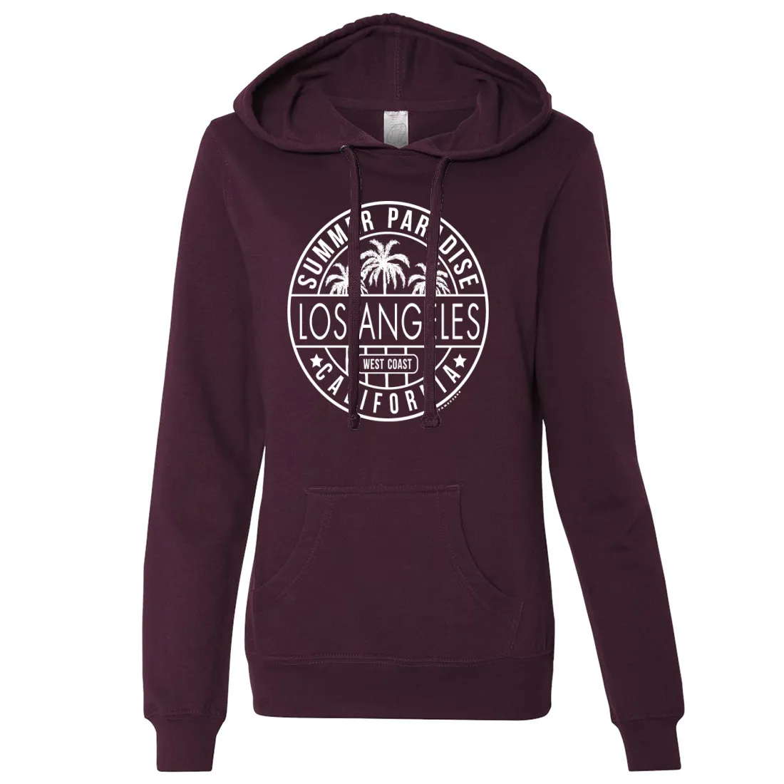 Los Angeles California West Coast Ladies Lightweight Fitted Hoodie