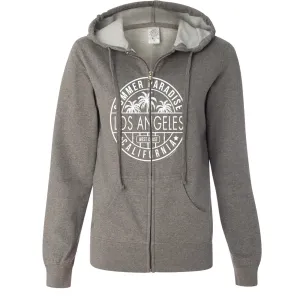 Los Angeles California West Coast Ladies Lightweight Fitted Zip-Up Hoodie