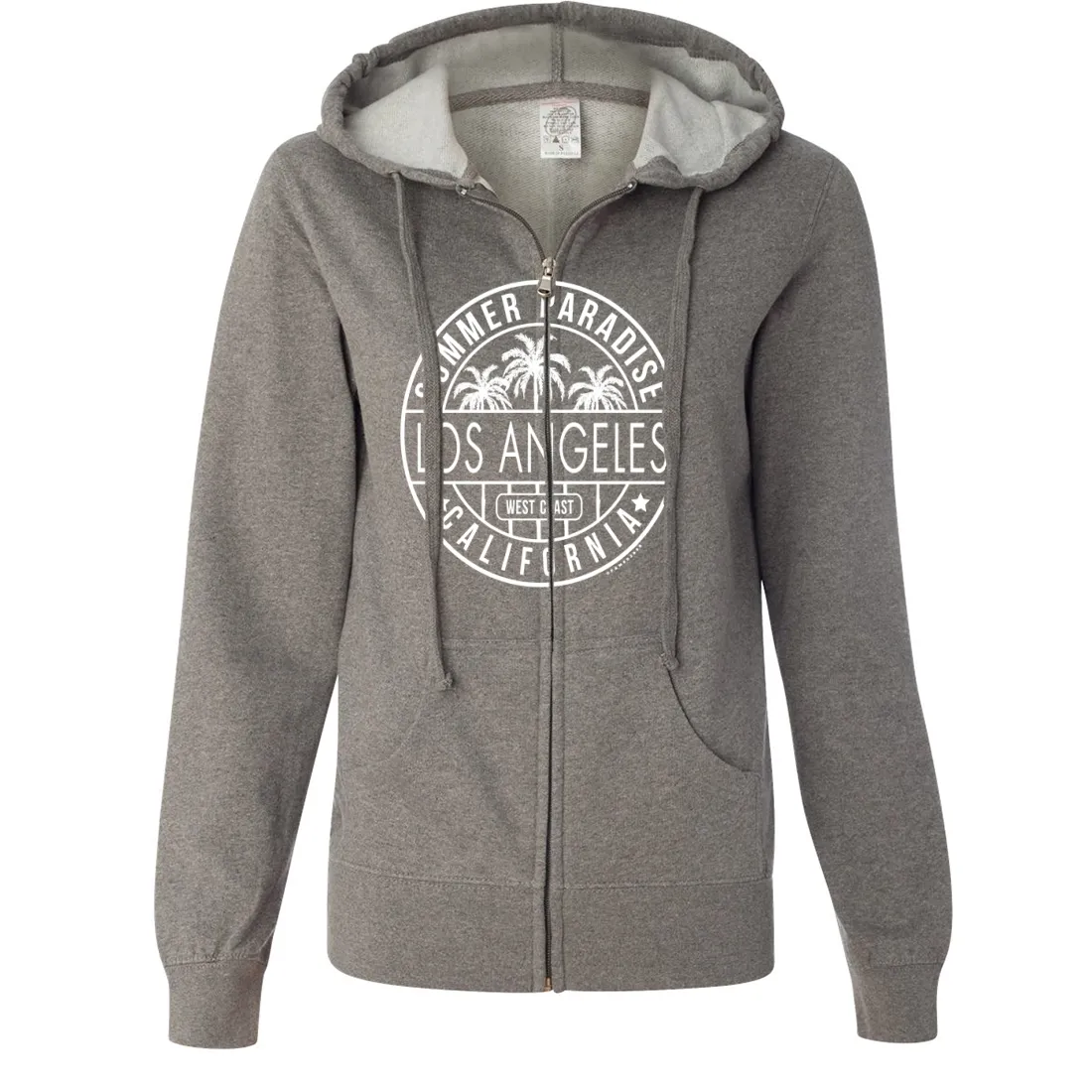 Los Angeles California West Coast Ladies Lightweight Fitted Zip-Up Hoodie