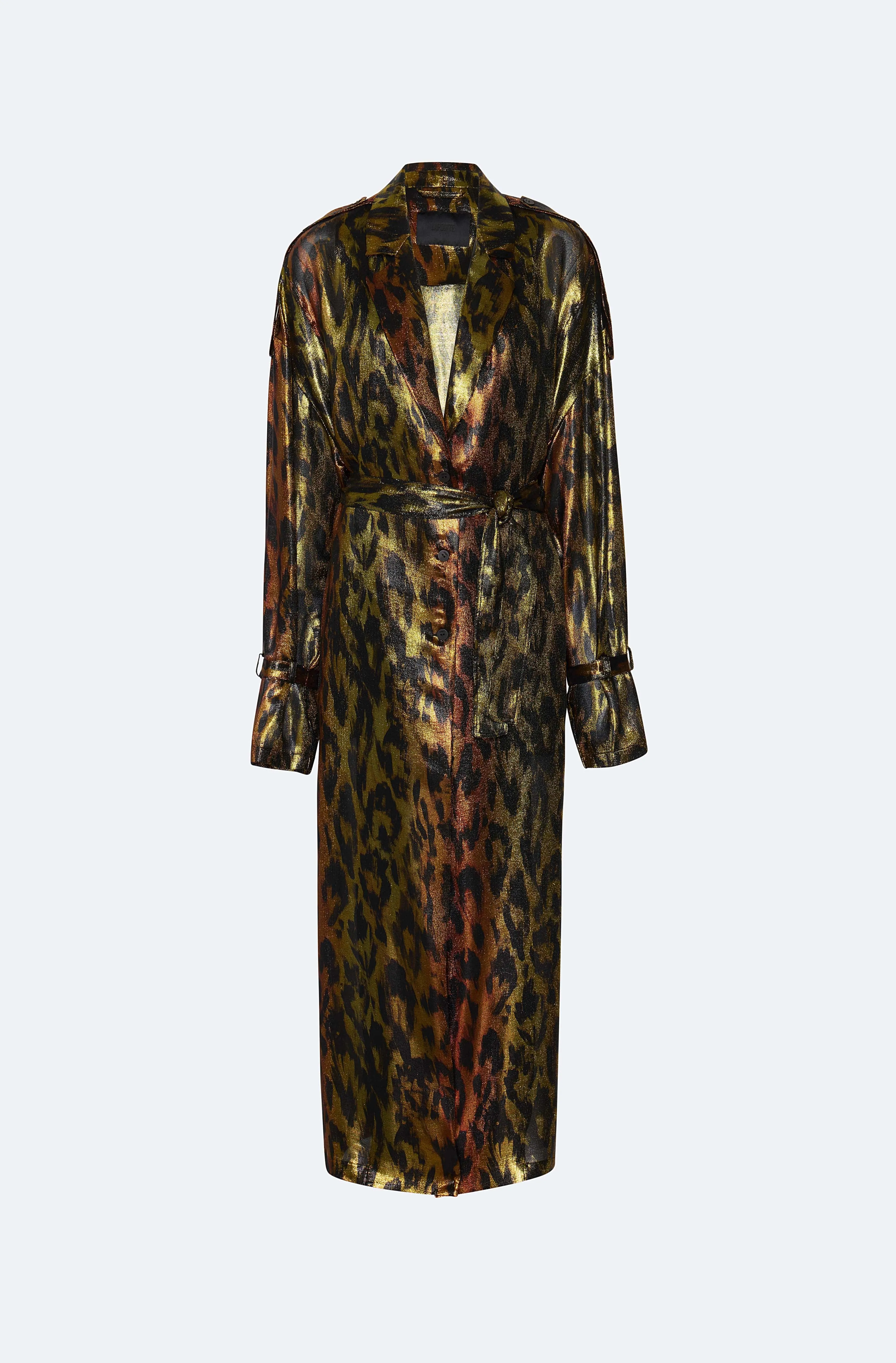 Lurex Leopard Trench Coat