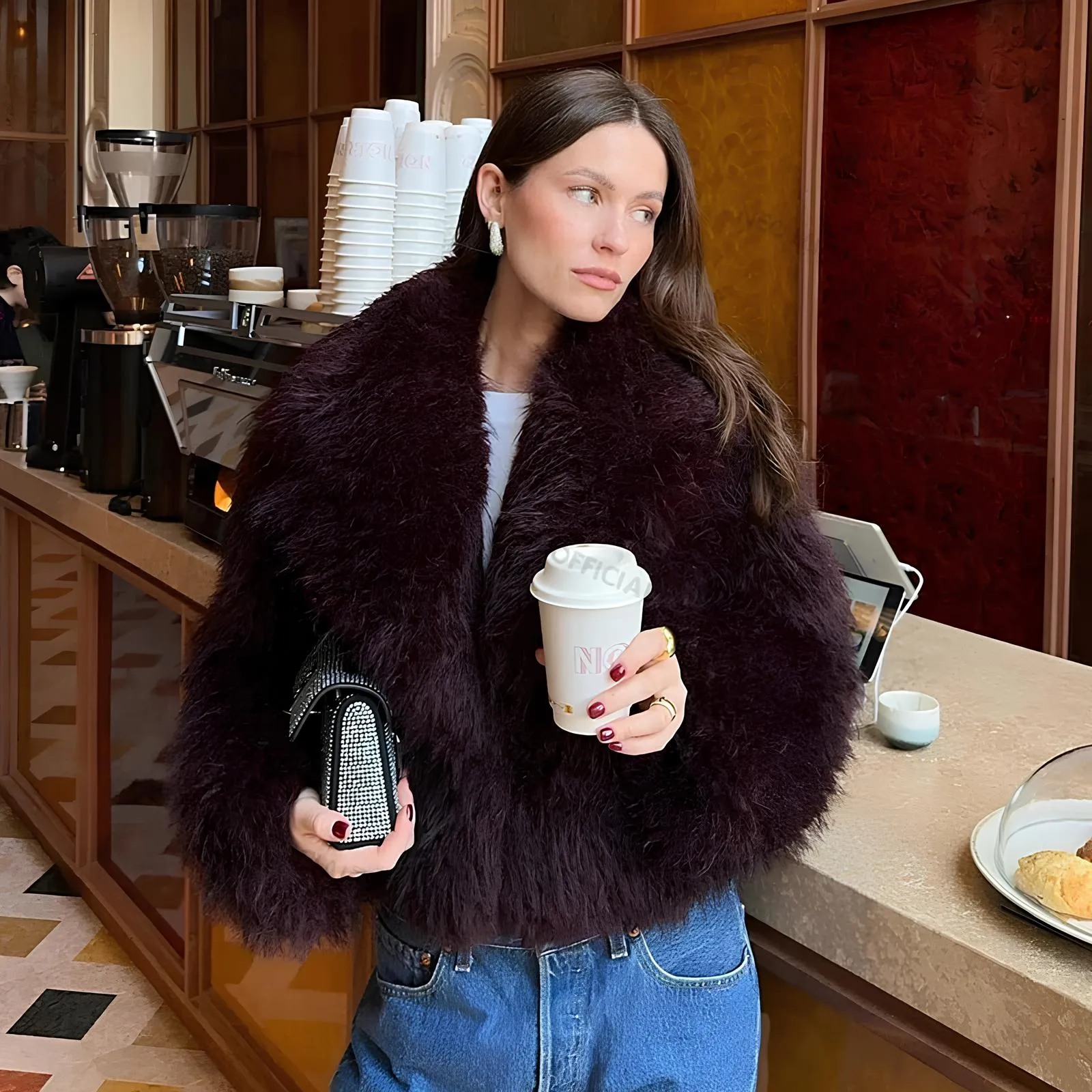 Luxury Burgundy Faux Fur Coat – The Ultimate Winter Statement Piece