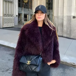 Luxury Burgundy Faux Fur Coat – The Ultimate Winter Statement Piece