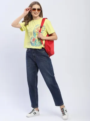 Madame Graphic Print Neon Green Regular T-Shirt